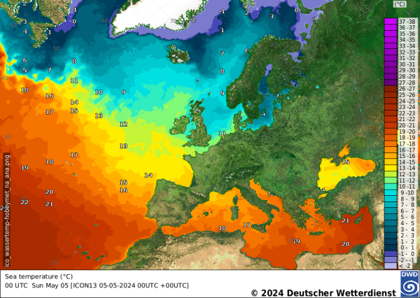 Wassertemperaturen Nordatlantik